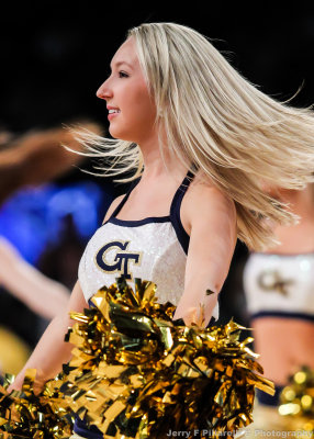 Georgia Tech Dance Team Member performs during the halftime festivities