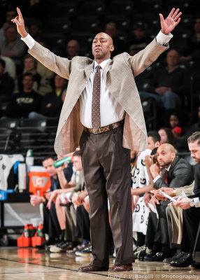 Wake Forest Demon Deacons Head Coach Danny Manning signals his team