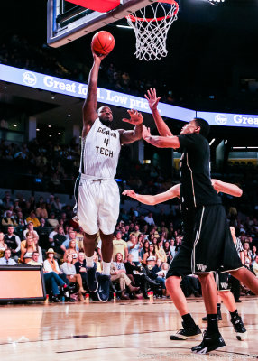 Georgia Tech C Cox puts up a floater from down low