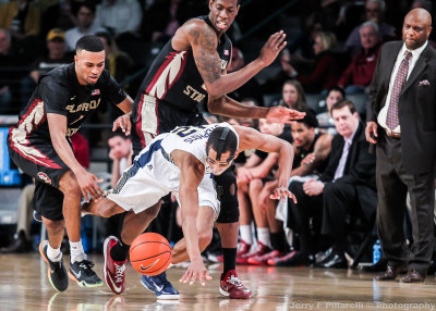 Tech F Quinton Stephens scrambles for a loose ball