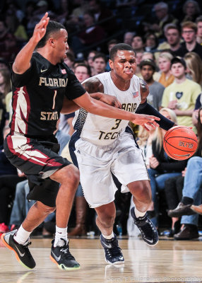 Georgia Tech F Georges-Hunt drives around Florida State G Bookert