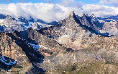 The Battleship and Pyramid with the Arrigetch Peaks in Gates of the Arctic National Park