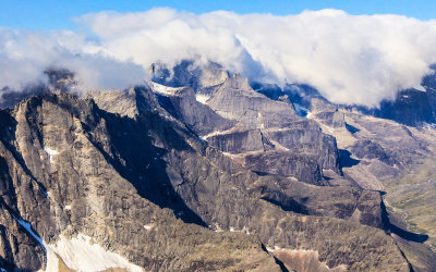 Shot Tower through the clouds in the Arrigetch Peaks area in Gates of the Arctic National Park