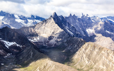 Battleship in the clouds and the Arrigetch Peaks in Gates of the Arctic National Park