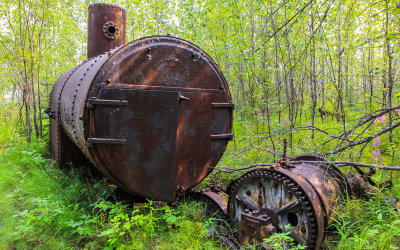 A steam boiler left behind in Old Bettles Alaska