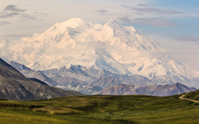 Clouds form around Mount McKinley as seen from Stony Hill in Denali National Park