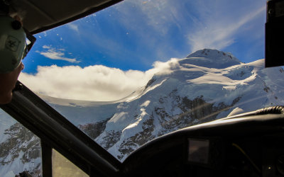 View from the copilot seat as we move through the mountainous areas around Mount McKinley