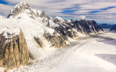 Mooses Tooth Peak on the edge of the Great Gorge and the Ruth Glacier