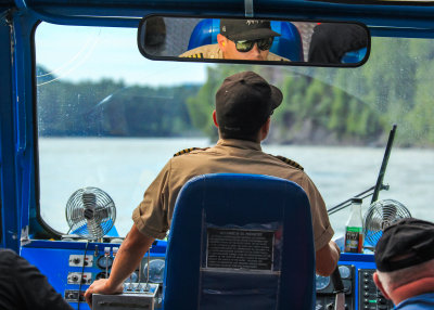 Our jet boat pilot navigates the Chulitna River