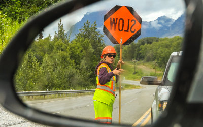 Road construction worker along the Richardson Highway