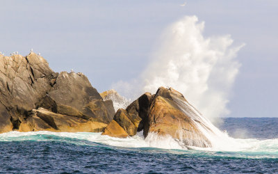 The surf slams against the rocks in Kenai Fjords National Park