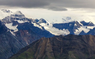 Mountain scene from the air in Wrangell-St Elias National Park