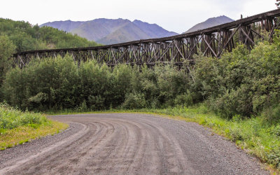 The old Gilahina railroad trestle along the McCarthy Road in Wrangell-St Elias National Park