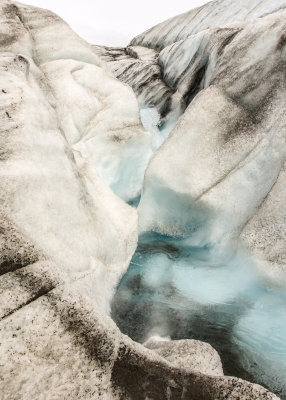 A waterfall on Root Glacier in Wrangell-St Elias National Park