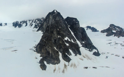 Snow and ice covered mountain peak near Shamrock Glacier 