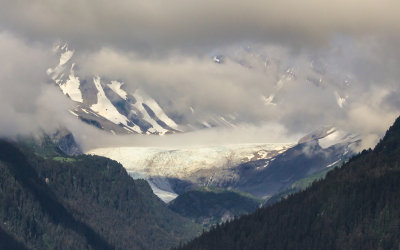 Glacier in the mountains above Seward Alaska