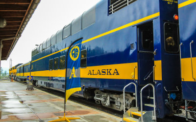 The Alaska Railroad train from Fairbanks to Denali National Park