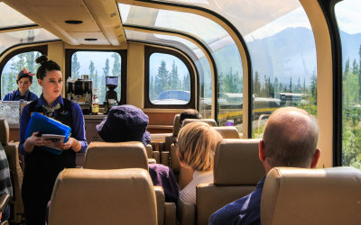 Roughing it while passing through the wilderness in the Alaska Railroad Gold Star Luxury Dome Car