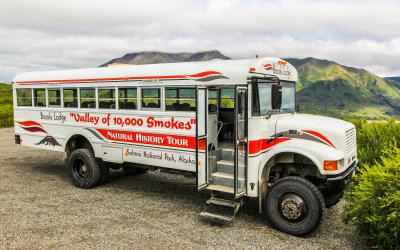 Bus (souped-up for river crossings) used for the tour to the Valley of 10,000 Smokes in Katmai National Park