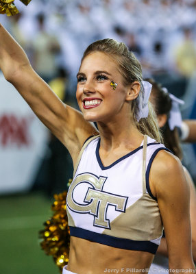 Georgia Tech Cheerleader performs on the sidelines