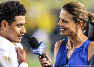 GT QB Thomas is interviewed by ACC Network correspondent Jenn Hildreth