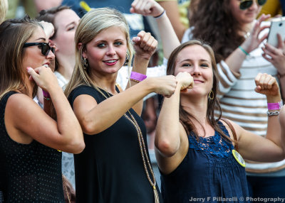 Tech Fans show their muscles for the stadium big screen