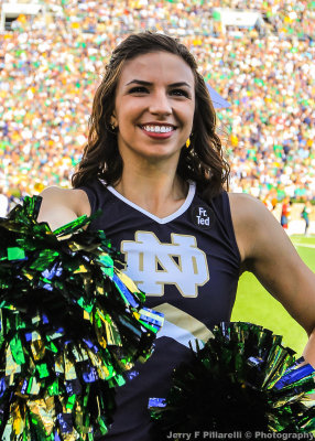 Notre Dame Cheerleader performs prior to the game