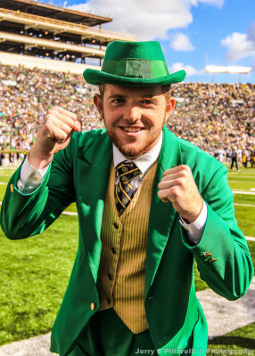 Notre Dame Mascot The Leprechaun on the sidelines during the game