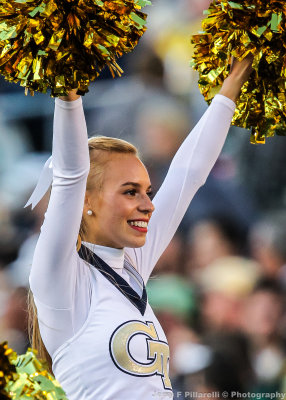 Georgia Tech Cheerleader on the sidelines at Notre Dame