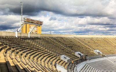 “Touchdown Jesus” as viewed from the Notre Dame press box before the game