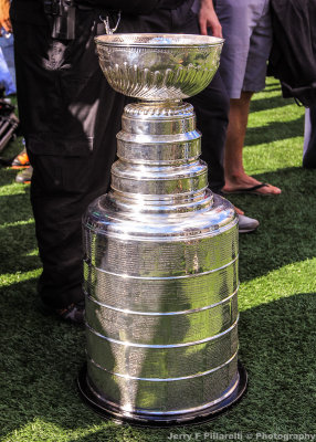 Lord Stanley’s Cup appears with the NHL Champion Chicago Blackhawks prior to the game