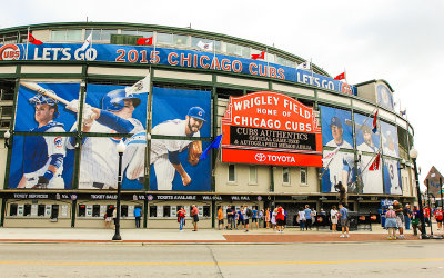 The main gate area around Wrigley Field at the corner of Clark & Addison