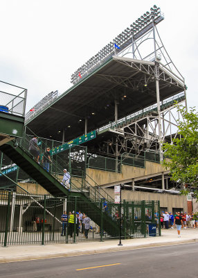 The stands down the left field line as seen from Waveland Avenue