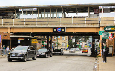 The “L” train crossing over Addison Street