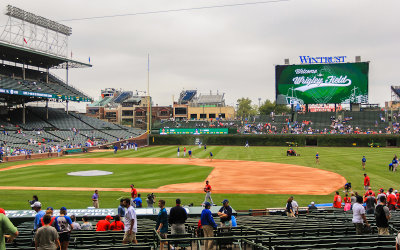 Wrigley Field during pregame warmups