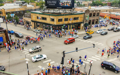 The heart of Wrigleyville…the corner of Clark & Addison