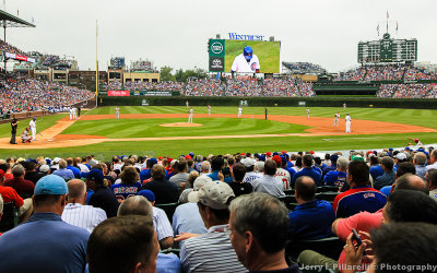 Wrigley Field with the Cubs already leading in the bottom of the first inning