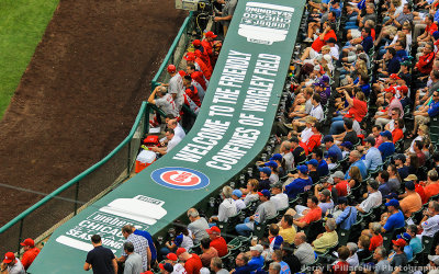 The visitors dugout at Wrigley Field