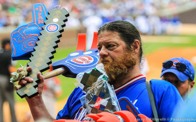 A Wrigley Field Vendor works during the Cubs-Cardinals game