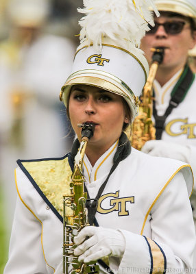 Yellow Jackets Band Member plays during halftime
