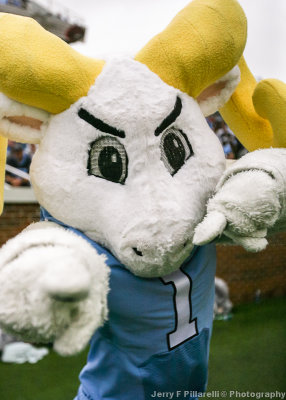 Tar Heels Mascot Rameses performs on the sidelines during the game