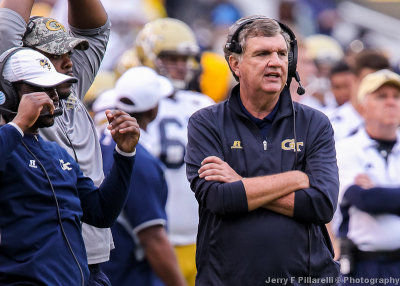 Georgia Tech Head Coach Paul Johnson on the sidelines during the game
