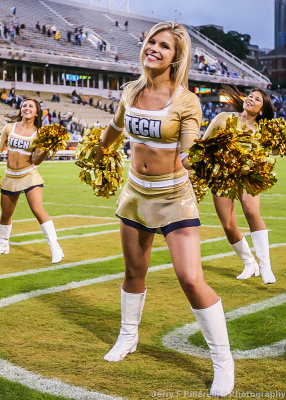 Jackets Dance Team Member performs after the game