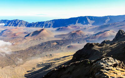 Looking into the crater from Leleiwi Overlook in Haleakala National Park
