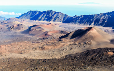Puu o Maui (Hill of Maui) cinder cone (right) from the Leleiwi Overlook in Haleakala National Park