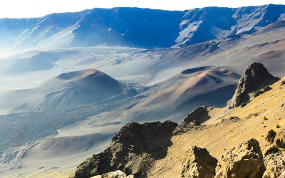 Early morning view of the Haleakala Crater from the Leleiwi Overlook in Haleakala National Park