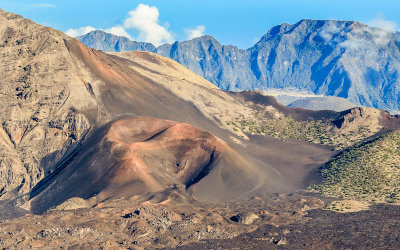 Puu Kumu (Foundation Hill) cinder cone at the base of Hanakauhi at sunset in Haleakala National Park