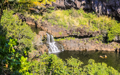Waterfall and pool near Kuloa Point in Haleakala National Park