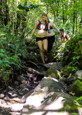 Hikers along the Pipiwai Trail in Haleakala National Park