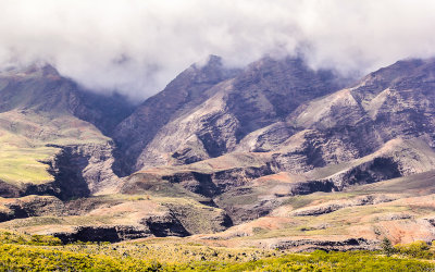 Close up of the canyons in the foothills of Haleakala along the Piilani Highway